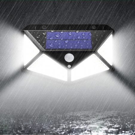 314027 Lampe à capteur mouvement à recharge solaire avec 114 LED 120°
