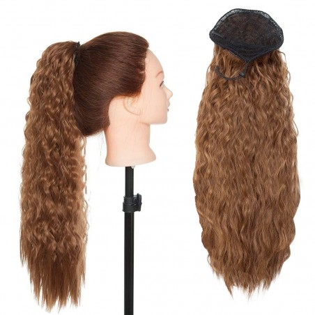 Rallonge cheveux bouclés marron avec clip MAIANE faux cheveux 140gr sur 70cm