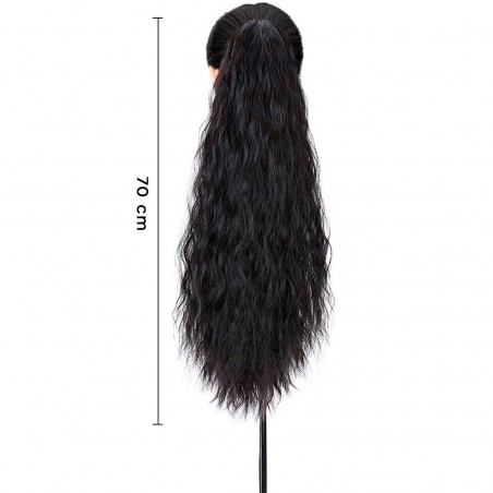 JACY extension de cheveux noirs bouclés avec clip faux cheveux 140gr 70cm long