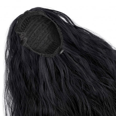 JACY extension de cheveux noirs bouclés avec clip faux cheveux 140gr 70cm long