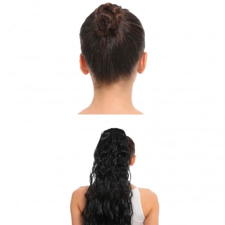 JACY extension de cheveux noirs bouclés avec clip faux cheveux 140gr 70cm long