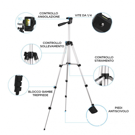 Trépied réglable 34 à 102 cm Trépied universel pour smartphone ou appareil photo