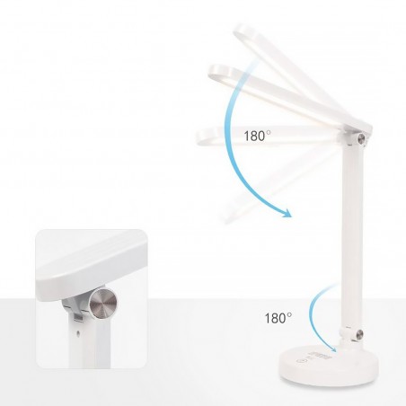 Lampe de bureau LED à commande tactile rechargeable pliable avec 3 luminosités