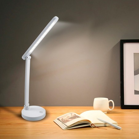 Lampe de bureau LED à commande tactile rechargeable pliable avec 3 luminosités