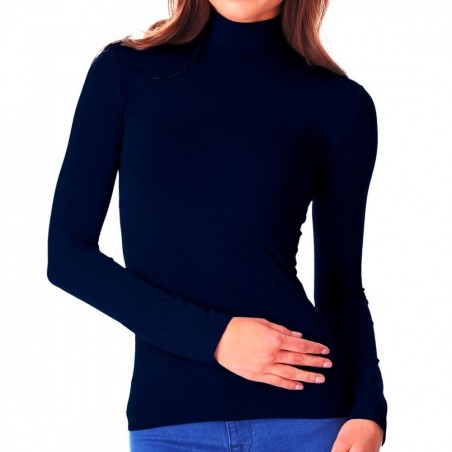 Pull à col montant mod.Maillot intérieur polaire thermique manches longues KATIA