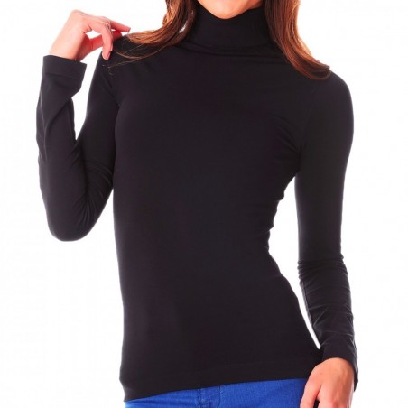 Pull à col montant mod.Maillot intérieur polaire thermique manches longues KATIA