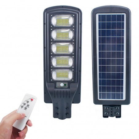 Lampadaire à charge solaire 250W avec détecteur de mouvement et télécommande
