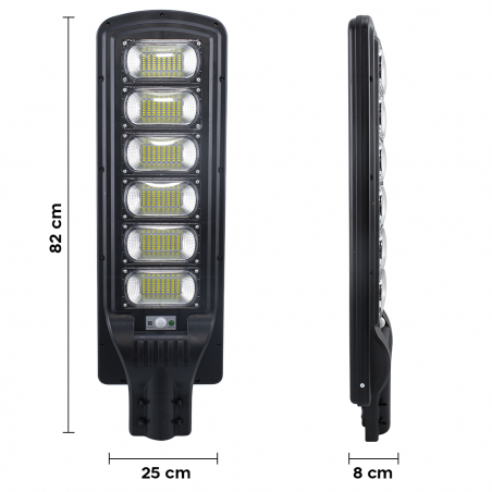 115004 Lampadaire charge solaire 300W détecteur de mouvement et télécommande