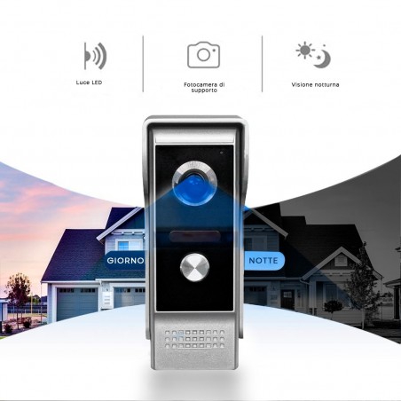 Interphone vidéo Wi-Fi unifamilial avec moniteur LCD TFT 7" caméra nocturne