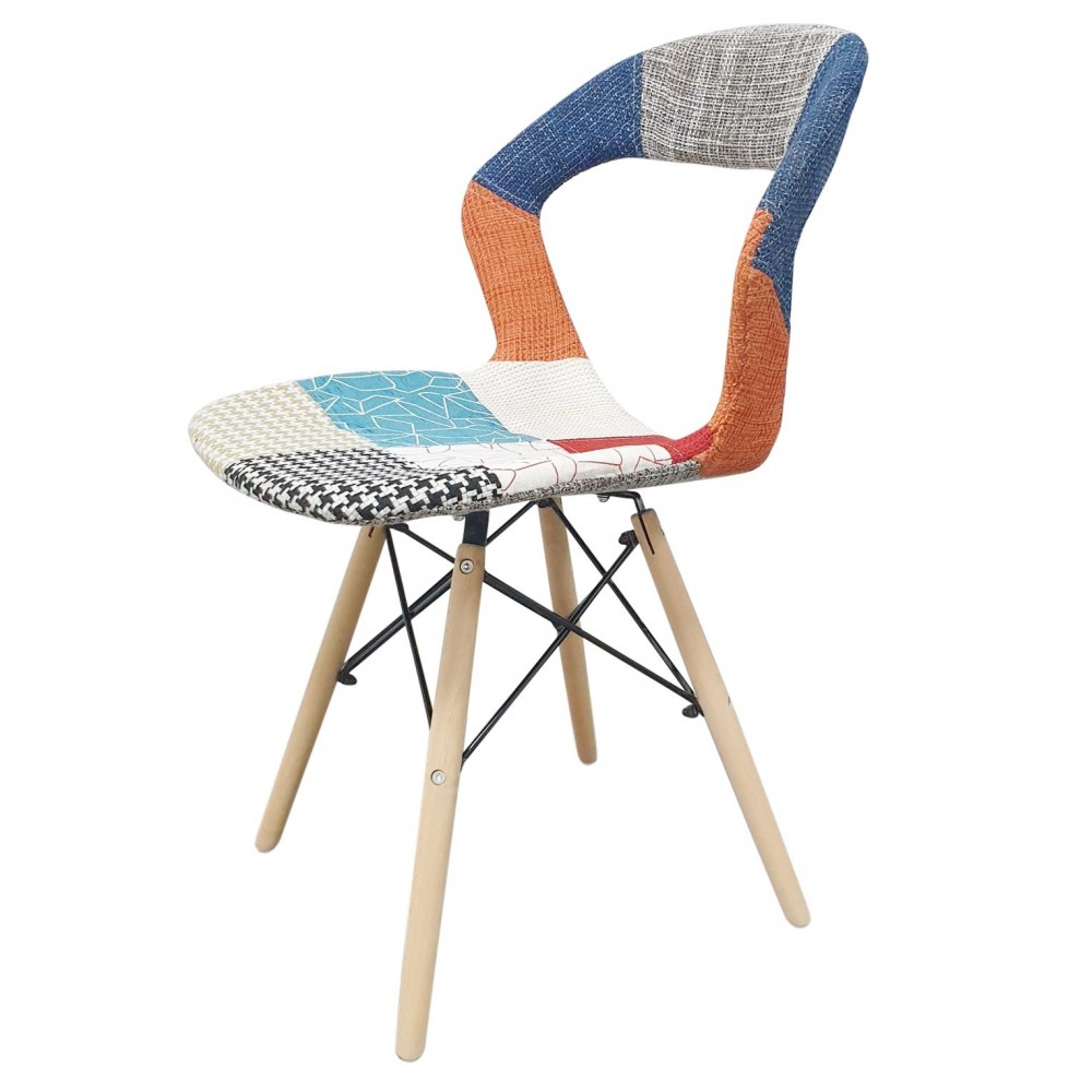 2 pcs PARIS Chaise Patchwork Ergonomique Pieds...