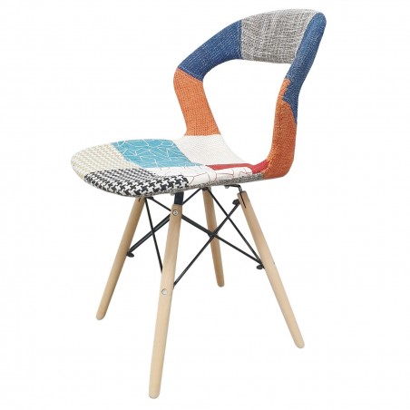 2 pcs PARIS Chaise Patchwork Ergonomique Pieds Hêtre Structure Métal