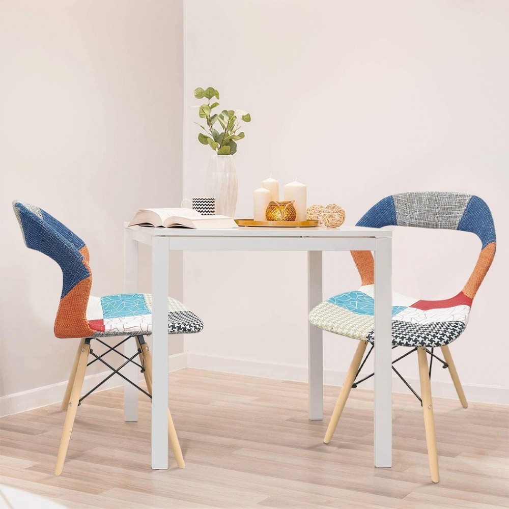 2 pcs PARIS Chaise Patchwork Ergonomique Pieds...