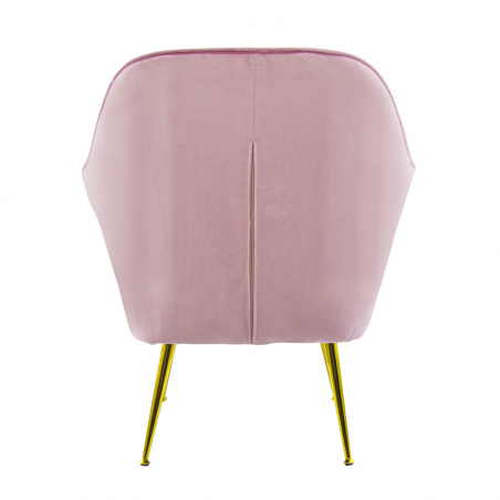 Fauteuil SATURNO avec assise velours rembourré et coussin avec structure dorée