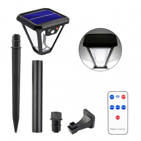 Lampe jardin applique recharge lumière solaire lumière froide avec télécommande