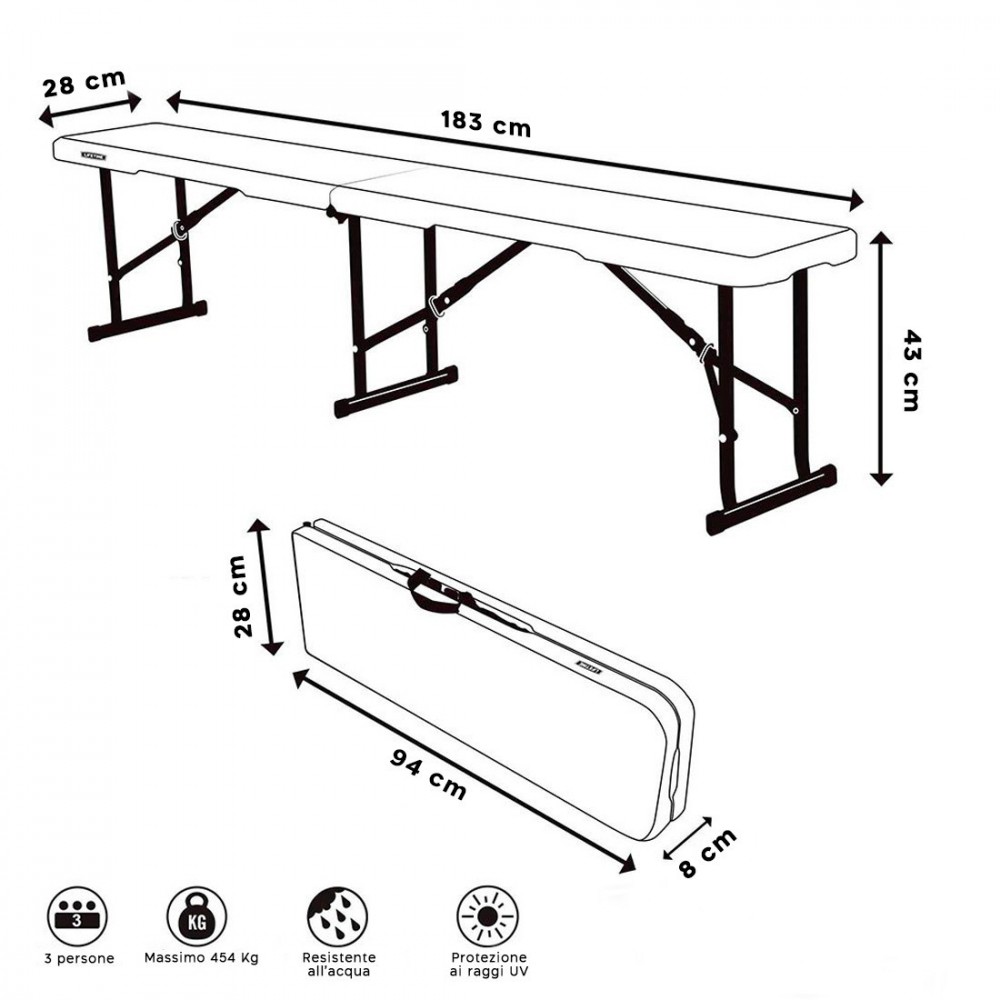 Banc pliable en plastique blanc pour camping ou...