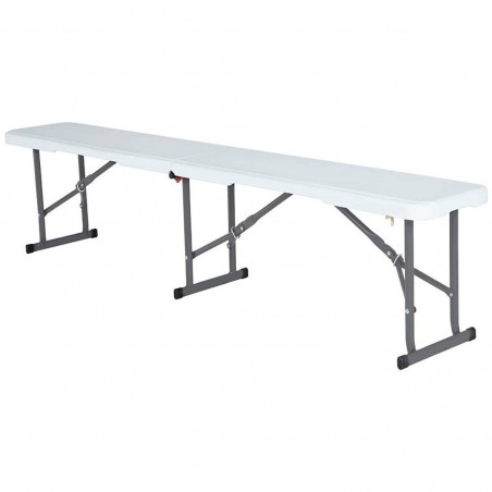 Banc pliable en plastique blanc pour camping ou bar pique-nique 183x28x43cm