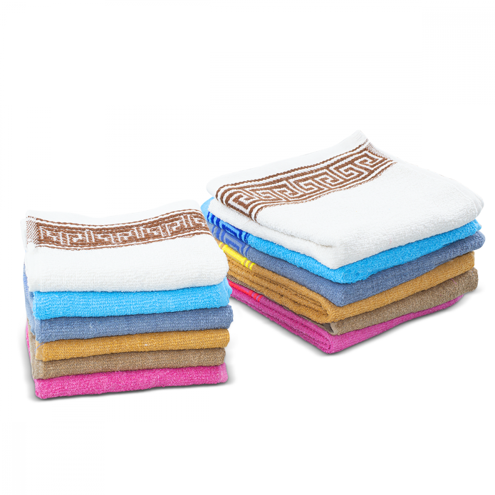 Set 12 serviettes de bain 6 visage 6 invités extra absorbant diverses couleurs