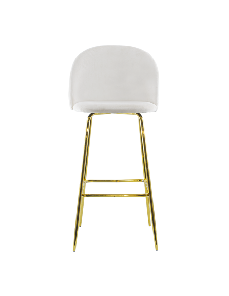 Tabouret velours GRETA structure dorée avec dossier et repose-pieds