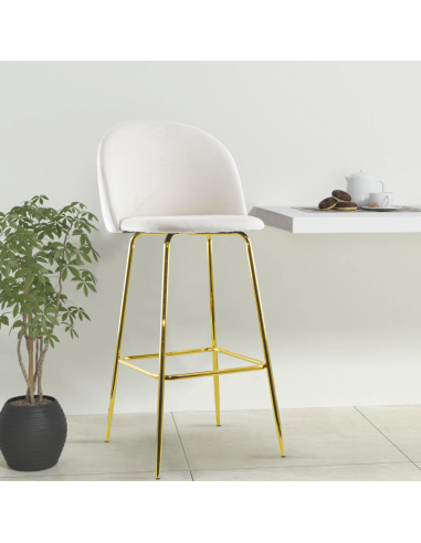 Tabouret velours GRETA structure dorée avec...