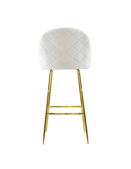 Tabouret velours GRETA structure dorée avec dossier et repose-pieds