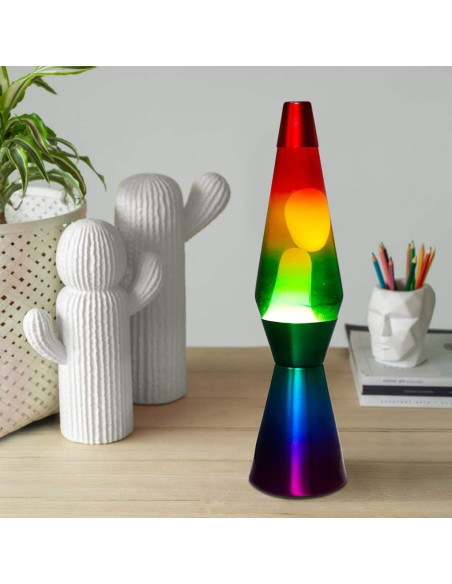 XL1767 Lampe à Lave 40cm Rainbow avec Paillettes Magma Multicolore RAINBOW