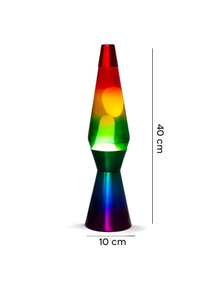 XL1767 Lampe à Lave 40cm Rainbow avec Paillettes Magma Multicolore RAINBOW