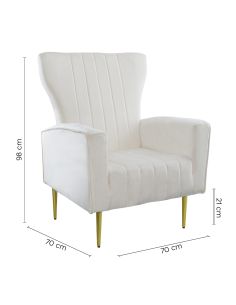 Fauteuil en velours DORIAN dossier haut capitonné pieds... 2