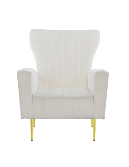 Fauteuil en velours DORIAN dossier haut capitonné pieds dorés 98HX70X70cm