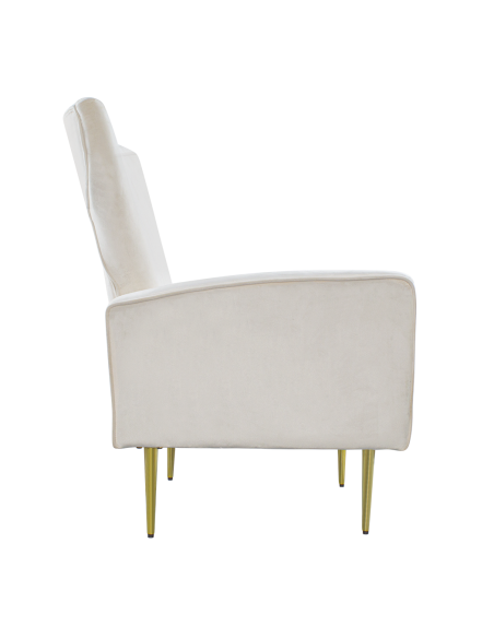 Fauteuil en velours DORIAN dossier haut capitonné pieds dorés 98HX70X70cm