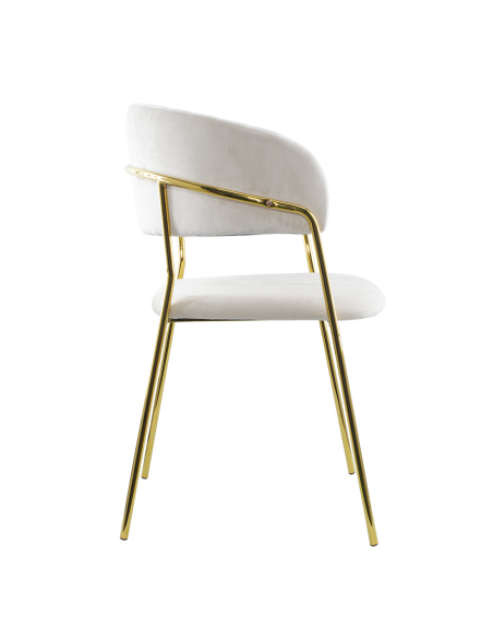 Chaise salle à manger ronde en velours pour salon design DAFNE structure dorée