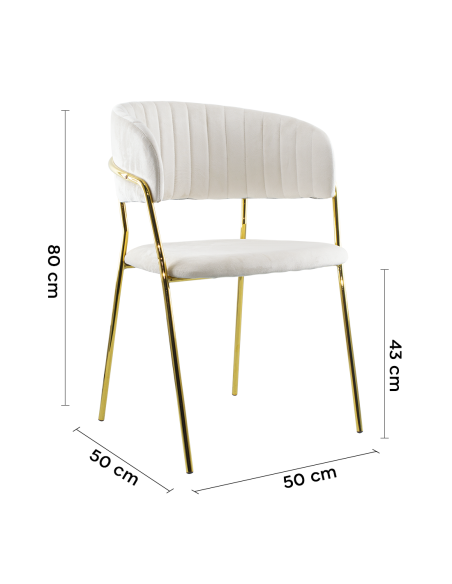 Chaise salle à manger ronde en velours pour salon design DAFNE structure dorée