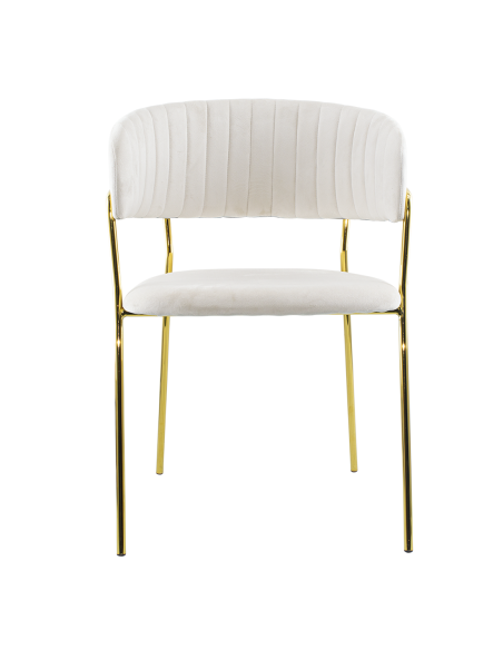 Chaise salle à manger ronde en velours pour salon design DAFNE structure dorée