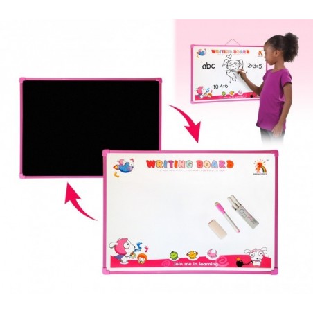 Tableau enfant double face - Blackboard 54 x 39 cm - 2 en 1 multi-usage avec craie et marqueur 725671