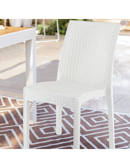 Lot de 2 chaises de jardin d'extérieur design JANET en rotin résine empilable