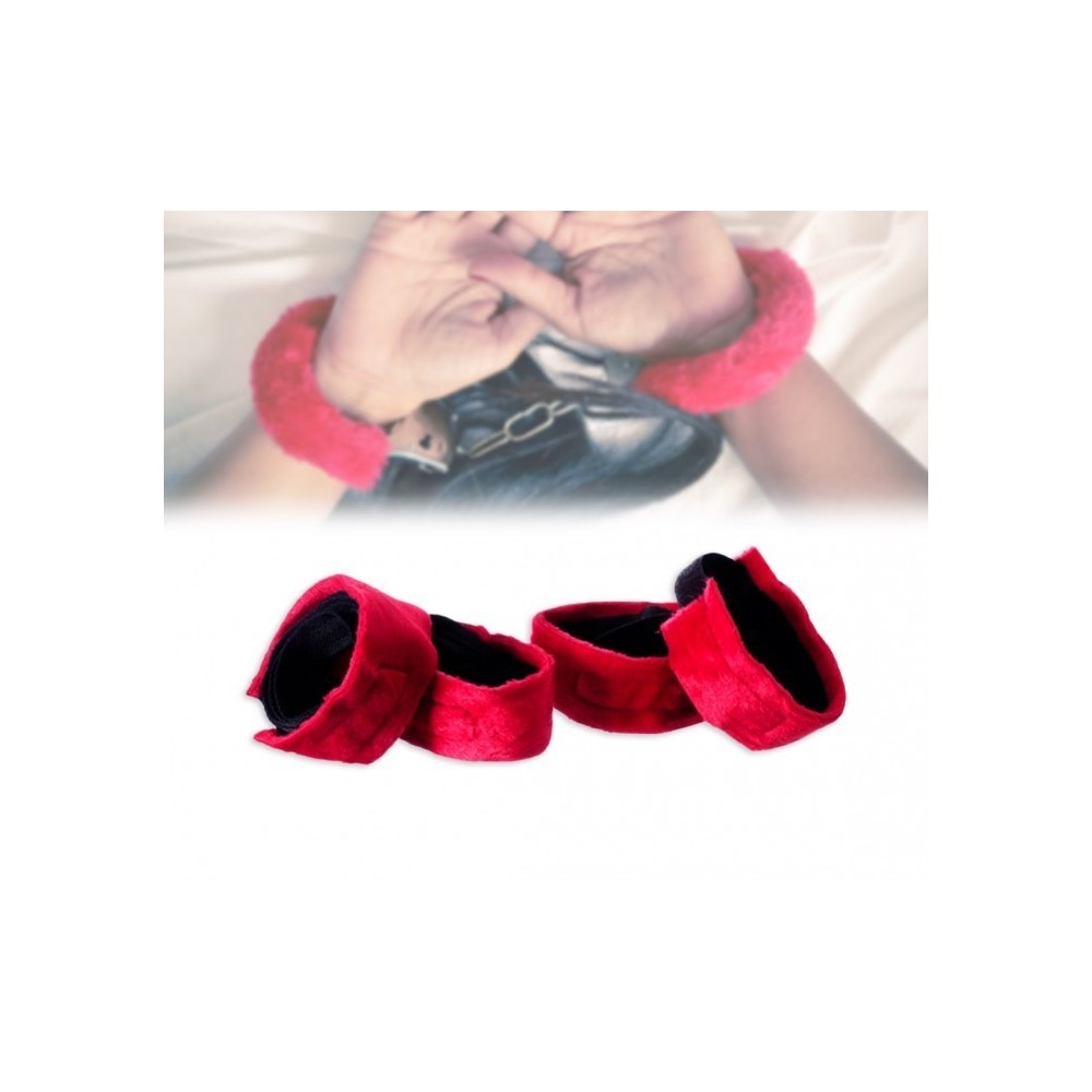 Ensemble de 4 accessoires jeu sadomasochiste menottes sexy masque en velour HOT DEAL - 748908