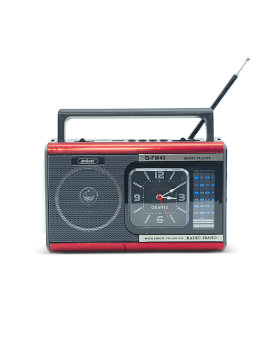 Q-FM40 Vintage FM Radio Haut-parleur Bluetooth MP3 Lampe poche portable horloge