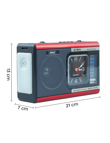 Q-FM40 Vintage FM Radio Haut-parleur Bluetooth MP3 Lampe poche portable horloge