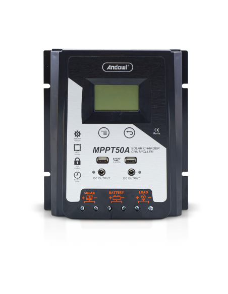 Régulateur charge solaire MPPT50A 12-24-48V Contrôleur batterie 2x affichage USB