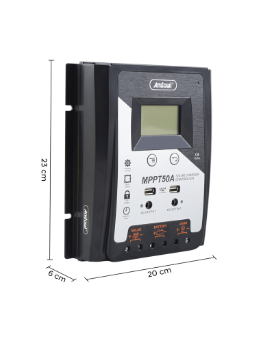 Régulateur charge solaire MPPT50A 12-24-48V...