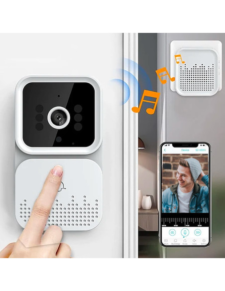 Mini interphone vidéo avec téléphone d'application de sonnette sans fil audio bi