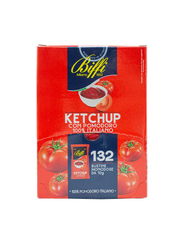 Ketchup BIFFI 132 Enveloppes Unidoses à la Tomate 100% Italienne 10gr