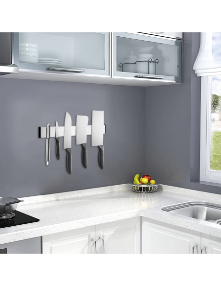 Porte-couteaux de cuisine magnétique mural 40 cm en acier inoxydable
