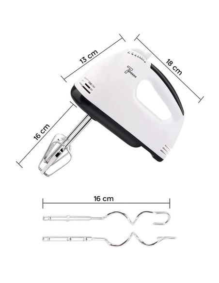 Batteur à main électrique professionnel 7 vitesses 260W Double fouet en acier