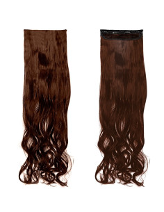 Extension 4 Clips Marron Foncé Ondulé Long 50cm Tape Faux...