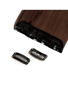 Extension 4 Clips Marron Foncé Ondulé Long 50cm Tape Faux... 2