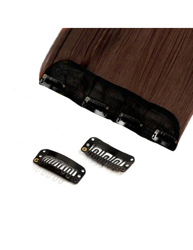 Extension 4 Clips Marron Foncé Ondulé Long 50cm...