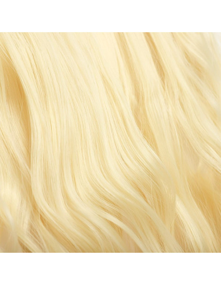 Extension 4 clips blond clair ondulé long 50cm Bande Synthétique Faux Cheveux