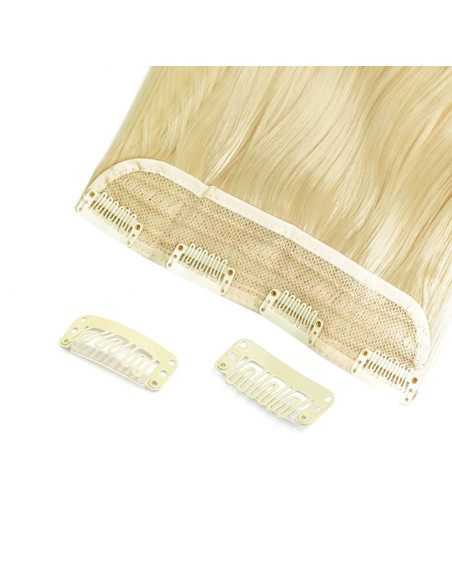 Extension 4 clips blond clair ondulé long 50cm Bande Synthétique Faux Cheveux