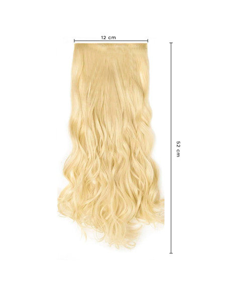 Extension 4 clips blond clair ondulé long 50cm Bande Synthétique Faux Cheveux