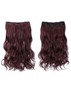 Extension 4 Clips rouge acajou ondulé long 50 cm Ruban...